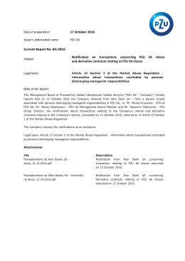 Notification on transactions concerning PZU SA shares and
