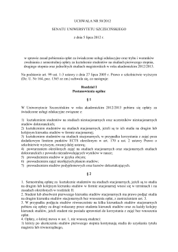 Uchwała nr 50/2012 Senatu Uniwersytetu Szczecińskiego z dnia 5