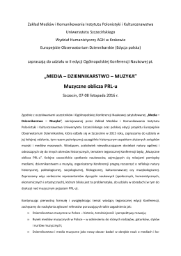 &bdquo;MEDIA &ndash; DZIENNIKARSTWO &ndash; MUZYKA&rdquo; Muzyczne oblicza PRL-u