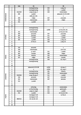 Sala 4A 4B PO N IE D ZIA ŁE K 1 trening/trening 315 j.ang. I/x 2