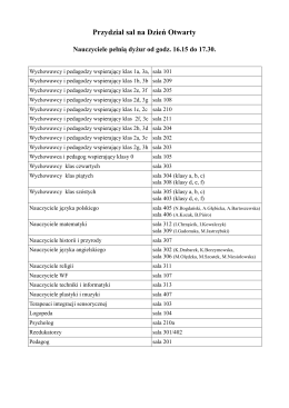 Przydział sal na Dzień Otwarty