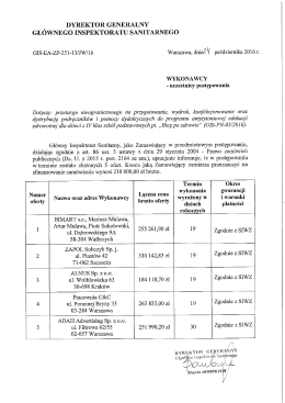 Informacja z otwarcia ofert - Główny Inspektorat Sanitarny