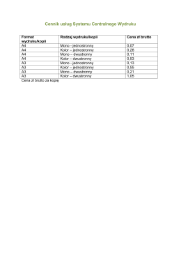 Cennik usług Systemu Centralnego Wydruku