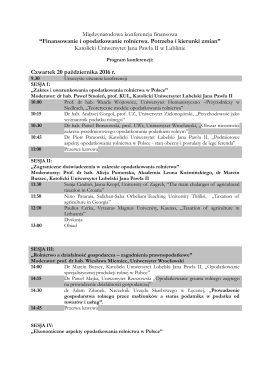 Program konferencji - Katolicki Uniwersytet Lubelski Jana Pawła II