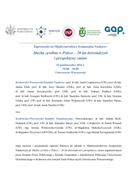 Sympozjum Służba cywilna w Polsce - zaproszenie