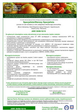 Specjalista/Starszy Specjalista