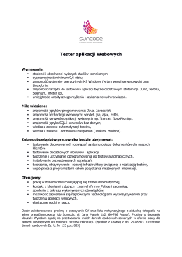 Suncode Tester aplikacji Webowych Oferta ważna do 9.11.2016 r.