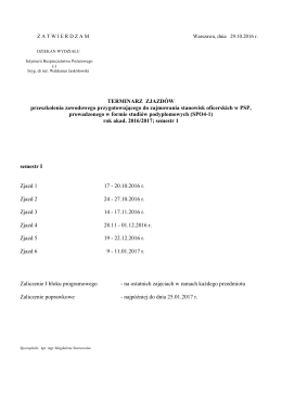 Terminarz zjazd&oacute;w SPO4-1