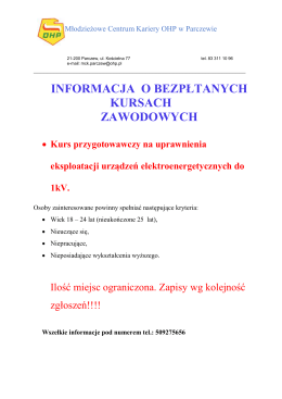 INFORMACJA O kurs elektryk