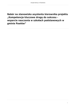 Nabór na stanowisko asystenta kierownika projektu „Kompetencje