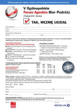 V Og&oacute;lnopolskie Forum Agent&oacute;w Biur Podr&oacute;ży TAK, WEZMĘ UDZIAŁ
