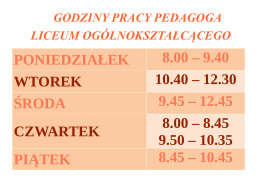 Godziny pracy pedagoga