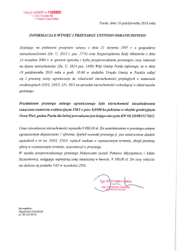 informacja o wyniku I przetargu ustnego ograniczonego Nowa Wieś