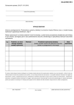 ZAŁĄCZNIK NR 8 Oznaczenie sprawy: ZA.271.101.2016