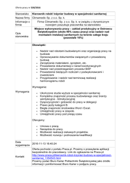 oferta 530/2016 Kierownik rob&oacute;t/inżynier budowy w specjalności