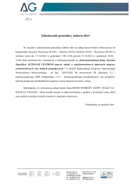 Zakończenie procedury naboru ofert - Auto