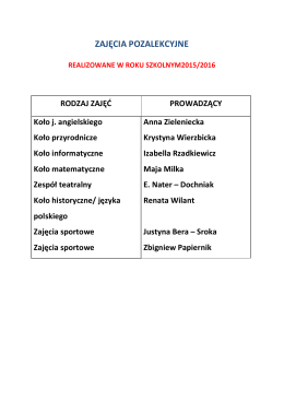 ZAJĘCIA POZALEKCYJNE