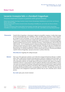 52 Leczenie inwazyjne bólu w chorobach kr´gosłupa Invasive