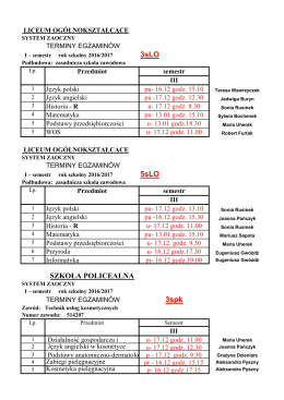 Terminy egzaminów
