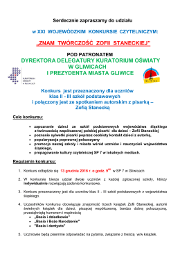 znam twórczość zofii staneckiej - Szkoła Podstawowa nr 7 w Gliwicach