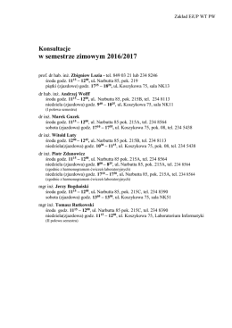 Konsultacje w semestrze zimowym 2016/2017