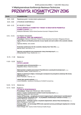 PROGRAM* Środa 19 października 8.00 – 9.00 Rejestracja