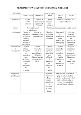 PRZEDMIOTOWY SYSTEM OCENIANIA Z RELIGII