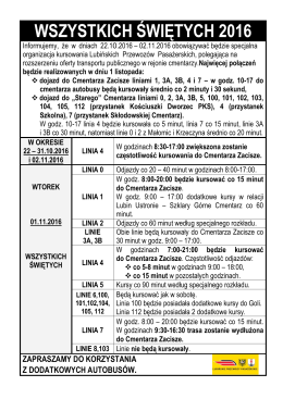 Komunikat Wszystkich Świętych 2016