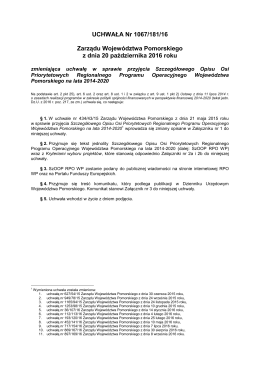 UCHWAŁA Nr 1067/181/16 Zarządu - RPO WP 2014-2020