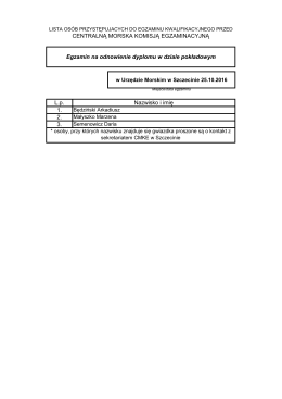 L.p. 1. 2. 3. CENTRALNĄ MORSKA KOMISJĄ EGZAMINACYJNĄ