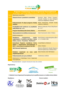 Program V Słubickiego Forum Organizacji Pozarządowych