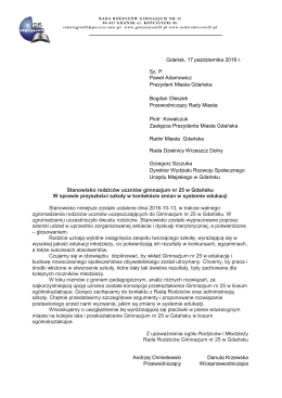 Stanowisko Rady Rodzic&oacute;w do pobrania tutaj
