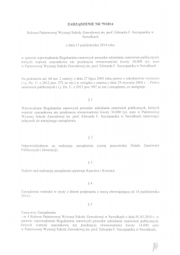 Rektora Państwowej Wyższej Szkoły Zawodowej im. prof