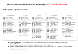 Rozkład jazdy autobusów szkolnych obowiązujący od 17