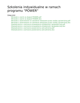 Szkolenia indywidualne w ramach programu "POWER"