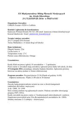 Komunikat XX Międzynarodowy Mityng Pływacki