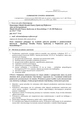 Zaproszenie cenowo – ofertowe na prace remontowe polegające na