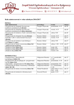 Koła zainteresowań w roku szkolnym 2016/2017