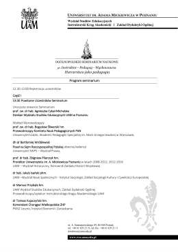 Harcerstwo jako pedagogia Program seminarium: