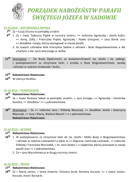 Intencje zostaną udostępnione po otrzymaniu materiałów