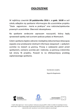 Ogłoszenie - spotkanie informacyjne