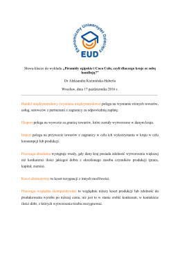 Słowa-klucze do wykładu &bdquo;Piramidy egipskie i Coca Cola, czyli