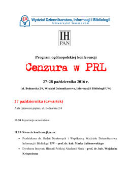 PROGRAM KONFERENCJI - Uniwersytet Warszawski
