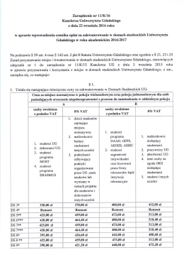 Zarządzenie nr 11/K/16 z dnia 22/09/2016 r. Kanclerza UG w