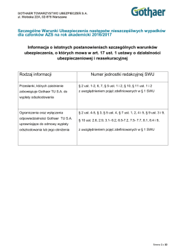 warunki ubezpieczenia "Standard"