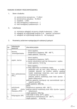 Page 1 WARUNKI OCHRONY PRZECIWPOŻAROWEJ 1. Dane o