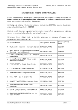 Wyniki zapytania ofertowego na kalendarze trójdzielne