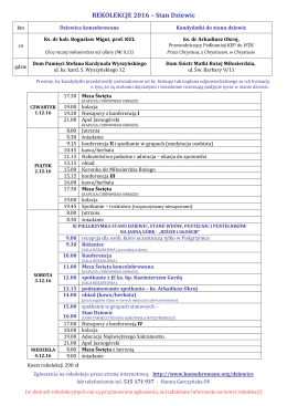 Program rekolekcji dla Stanu Dziewic
