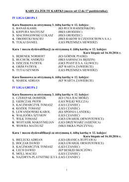 Kary za żółte kartki (mecze od 12 do 17 października)