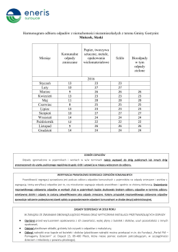 Harmonogram odbioru dla wsi……